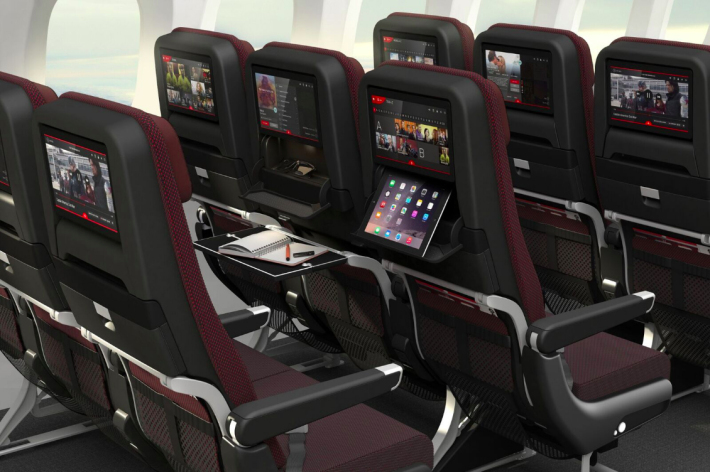 Turistická trieda v Qantas Dreamliner Boeing 787-9