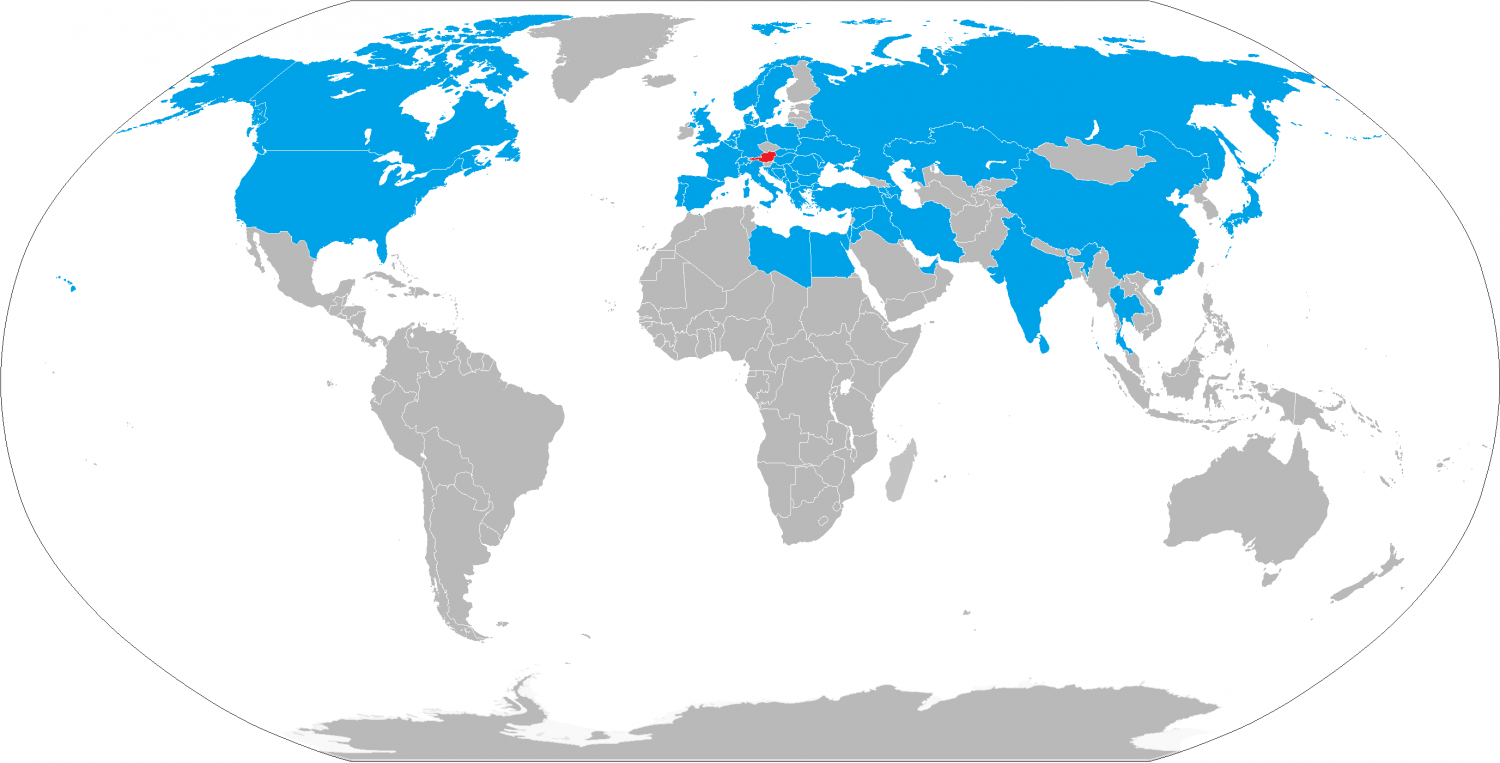 Mapa destinácií Austrian Airlines