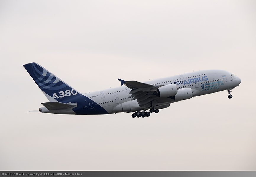 Prvý let Airbusu A380 na SAF palivo (c)airbus.com
