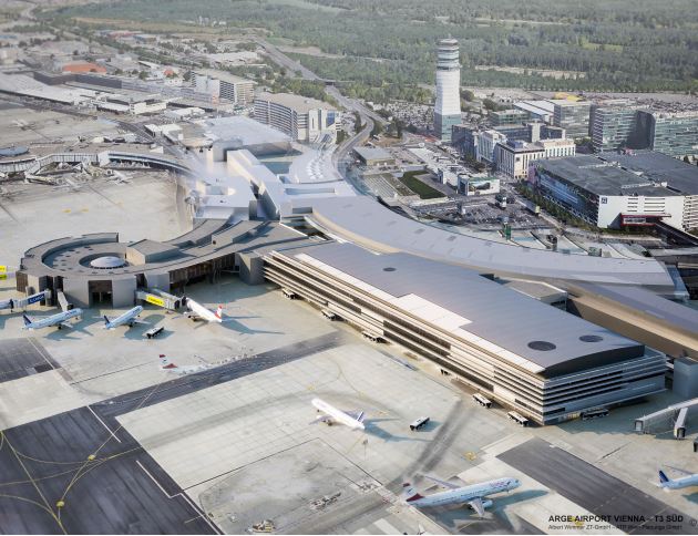 Vizualizácia rozšírenia terminálu 3 na letisko Viedeň (c)Albert Wimmer ZT GMBH