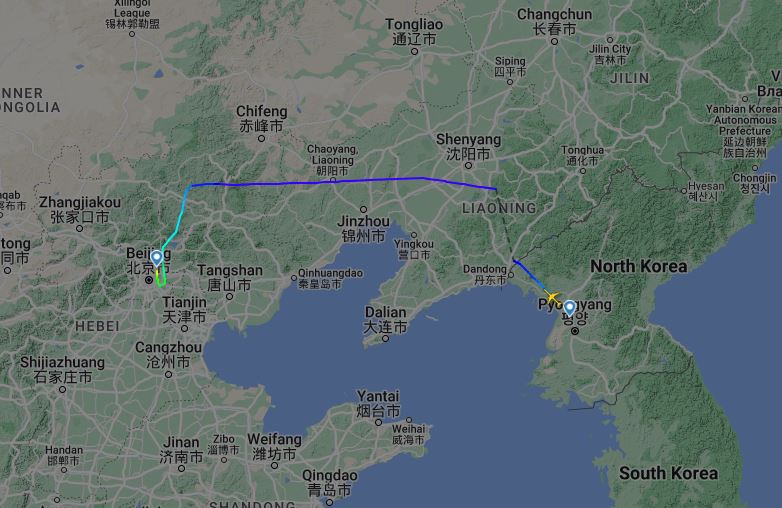 Let Air Koryo do Pekingu (c)fr24.com