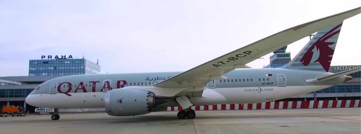 Boeing 787-8 Dreamliner Qatar Airways opäť v Prahe